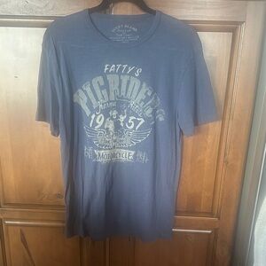 BNWOT Men's Lucky Brand Fatty's Pig Riders Motorcycle Speed Shop Blue Size Small